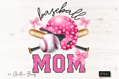 Chenille Baseball Mom Coquette PNG | Baseball PNG Product Image 4