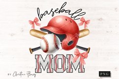 Red Baseball Chenille Mom Coquette PNG | Baseball PNG Product Image 4