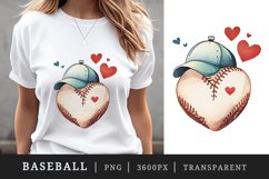 Watercolor cute baseball ball, bat, cap, hat and heart with laces t-shirt sublimation print designs bundle