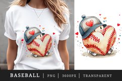 Watercolor cute baseball ball, bat, cap, hat and heart with laces t-shirt sublimation print designs bundle