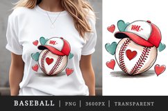 Watercolor cute baseball ball, bat, cap, hat and heart with laces t-shirt sublimation print designs bundle