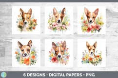Bundle of six Wild Flowers Basenjis Paper Backgrounds designs.