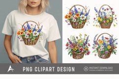 Watercolor Basket Of Flowers Clipart Product Image 1