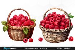 Watercolor Basket Raspberry Clipart Bundle,Food Illustrations,Watercolor Drinks,Fruit Clipart,Dessert Clipart,Watercolor Fruit,
