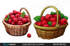 Watercolor Basket Raspberry Clipart Product Image 1