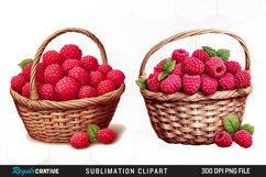 Watercolor Basket Raspberry Clipart Product Image 1
