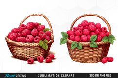 Watercolor Basket Raspberry Clipart Product Image 1