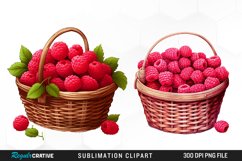 Watercolor Basket Raspberry Clipart Product Image 1