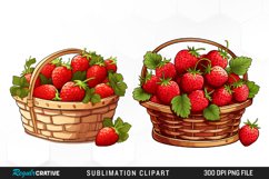 Watercolor Basket Strawberry Illustration PNG Clipart Product Image 1