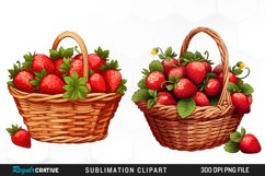 Watercolor Basket Strawberry Illustration PNG Clipart Product Image 1