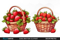 Watercolor Basket Strawberry Illustration PNG Clipart Product Image 1