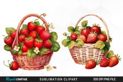 Watercolor Basket Strawberry Illustration PNG Clipart Product Image 1