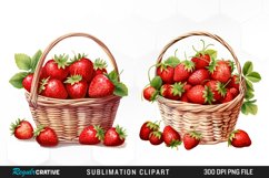 Watercolor Basket Strawberry Illustration PNG Clipart Product Image 1