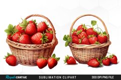 Watercolor Basket Strawberry Illustration PNG Clipart Product Image 1