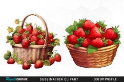 Watercolor Basket Strawberry Illustration PNG Clipart Product Image 1