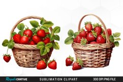 Watercolor Basket Strawberry Illustration PNG Clipart Product Image 1