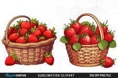 Watercolor Basket Strawberry Illustration PNG Clipart Product Image 1