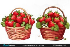 Watercolor Basket Strawberry Illustration PNG Clipart Product Image 1