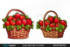 Watercolor Basket Strawberry Illustration PNG Clipart Product Image 1