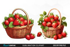 Watercolor Basket Strawberry Illustration PNG Clipart Product Image 1