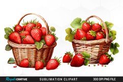 Watercolor Basket Strawberry Illustration PNG Clipart Product Image 1