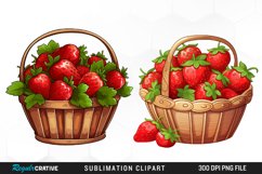 Watercolor Basket Strawberry Illustration PNG Clipart Product Image 1