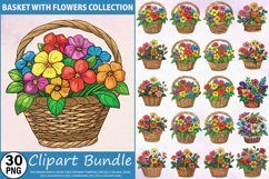 Watercolor Basket with Flowers Clipart Bundle Product Image 1