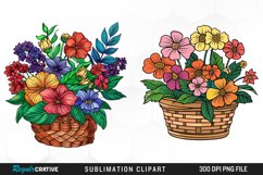 Watercolor Basket With Flowers Artwork Clipart Product Image 1