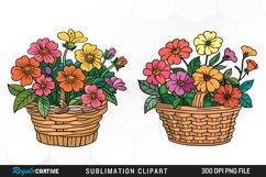 Watercolor Basket With Flowers Graphic Clipart Product Image 1