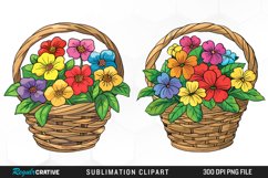 Watercolor Basket With Flowers Graphic Clipart Product Image 1