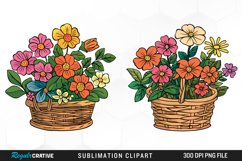 Watercolor Basket With Flowers Graphic Clipart Product Image 1