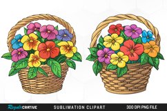 Watercolor Basket With Flowers Artwork Clipart Product Image 1