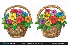 Watercolor Basket With Flowers Graphic Clipart Product Image 1