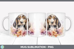 GorgeousWild Flowers Basset Hounds Mug Wrap design.