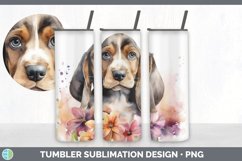 GorgeousWild Flowers Basset Hounds Tumbler design.