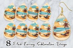 Watercolor Beach Earring teardrop sublimation design Product Image 1