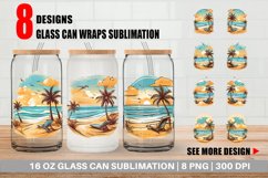 Glass Can Wraps Watercolor Beach Product Image 1