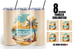 Watercolor Beach Tumbler Sublimation Wrap Product Image 1
