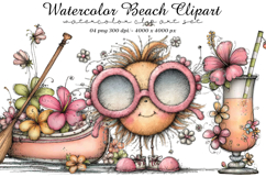 Watercolor Beach Clipart Product Image 1