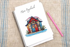 Watercolor Beach Huts Sublimation Clipart Bundle Product Image 4