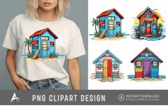Watercolor Beach Huts Sublimation Clipart Product Image 1
