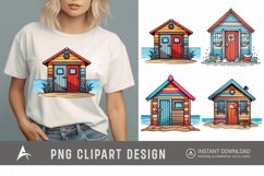 Watercolor Beach Huts Sublimation Clipart Product Image 1