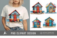 Watercolor Beach Huts Sublimation Clipart Product Image 1