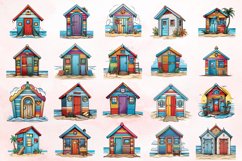 Watercolor Beach Huts Sublimation Clipart Bundle Product Image 2