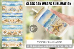 Glass Can Wraps Watercolor Beach Summer Product Image 1