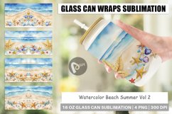 Glass Can Wraps Watercolor Beach Summer Product Image 1