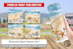 Tumbler Sublimation Wra Watercolor Beach Summerp Product Image 1