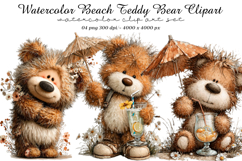 Watercolor Beach Teddy Bear Clipart Product Image 1