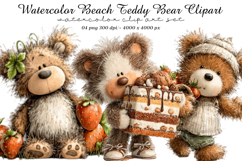 Watercolor Beach Teddy Bear Clipart Product Image 1