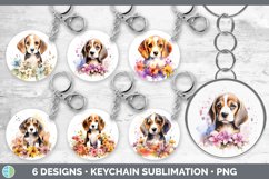 Bundle of six Wild Flowers Beagles Keychain designs.